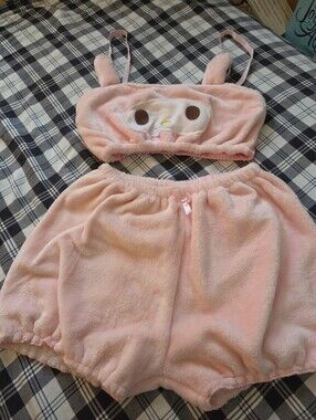 MY MELODY GIRLS COSPLAY COSTUME BRA PLUSH PAJAMAS Size XL